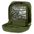 The Condor 4 x 4 Utility Pouch features a green zippered design with a clear plastic window compartment, displayed open to reveal interior pockets and storage sections.