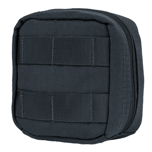 The Condor 4 x 4 Utility Pouch is a compact black nylon pouch with horizontal front webbing and a zippered closure, made for modular attachment to packs or gear—perfect for EDC or bushcraft use.