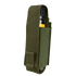 The Condor OC Pouch is an olive green fabric case with reinforced stitching, a hook-and-loop closure, and designed to hold a cylindrical black and yellow item.