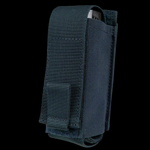 The Condor OC Pouch is a black nylon pouch with a flap cover, partially revealing a metallic object inside.