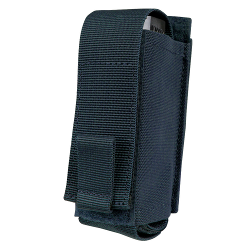 The Condor OC Pouch is a black nylon pouch with a flap cover, partially revealing a metallic object inside.