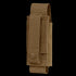 The Condor OC Pouch is a tan nylon tactical pouch with snap-button closure and belt loop, ideal for carrying small items like a flashlight, multitool, or magazine.