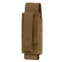 The Condor OC Pouch is a tan nylon tactical pouch with snap-button closure and belt loop, ideal for carrying small items like a flashlight, multitool, or magazine.