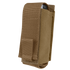 The Condor OC Pouch is a tan nylon tactical pouch with a flap closure, partially revealing a rectangular object inside.