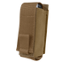 The Condor OC Pouch is a tan nylon tactical pouch with a flap closure, partially revealing a rectangular object inside.