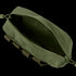The Condor Utility Pouch is an open, empty zippered pouch in olive green fabric, displaying its interior and external loops.