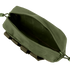 The Condor Utility Pouch is an open, empty zippered pouch in olive green fabric, displaying its interior and external loops.