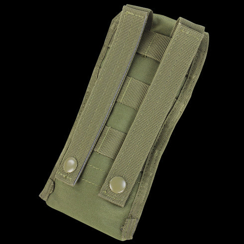 Condor Radio Pouch - Scorpion OCP with MOLLE straps and two snap buttons on the back, designed for easy attachment to gear or backpacks—ideal for first responders and law enforcement professionals.
