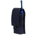 The Condor Radio Pouch is a black fabric case with a flap cover designed to hold a blue handheld radio, allowing the antenna to remain visible.