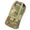 The Condor Radio Pouch in MultiCam is a camouflage-patterned tactical pouch with a flap closure and front Velcro strap, ideal for carrying small gear or accessories.