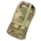 The Condor Radio Pouch in MultiCam is a camouflage-patterned tactical pouch with a flap closure and front Velcro strap, ideal for carrying small gear or accessories.