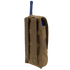 The Condor Radio Pouch is a tan tactical pouch with a blue radio antenna, featuring MOLLE straps and snap buttons on the back for secure attachment.