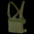 The Condor Modular Chest Panel in Olive Drab features adjustable shoulder and waist straps, MOLLE webbing, and quick-release buckles.