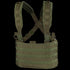 The Condor Ops Chest Rig in Olive Drab features padded shoulder straps and MOLLE webbing for modular attachments, shown on a white background.