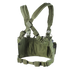 The Condor Recon Chest Rig in MultiCam Black features adjustable straps, mesh panels, and multiple attachment points—ideal for military or law enforcement personnel carrying essential gear and equipment.