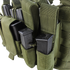 Close-up of the Condor Recon Chest Rig in Multicam, favored by military and first responders, featuring multiple magazine pouches holding black rifle magazines.
