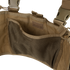 Close-up of an empty Condor Recon Chest Rig in tan, featuring a mesh pocket and adjustable straps.