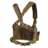 The Condor Recon Chest Rig features a tan color, adjustable straps, mesh back panel, and multiple attachment points for gear and accessories.