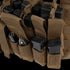 The Condor Recon Chest Rig features multiple brown pouches for black rifle magazines, a multitool, and a flashlight.