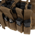 The Condor Recon Chest Rig features multiple brown pouches for black rifle magazines, a multitool, and a flashlight.