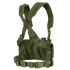 The Condor Rapid Assault Chest Rig features olive green color, adjustable straps, a mesh back panel, multiple attachment points, and secure buckles for a customizable fit.
