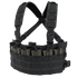 The Condor Rapid Assault Chest Rig is a black tactical vest with adjustable shoulder straps and front pouches that securely hold multiple rifle magazines.
