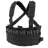 The Condor Rapid Assault Chest Rig is a black tactical vest with adjustable shoulder straps and front pouches that securely hold multiple rifle magazines.