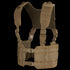 The Condor Ronin Chest Rig in tan features adjustable straps, buckles, and MOLLE webbing for gear attachment, shown on a white background.