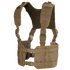 The Condor Ronin Chest Rig in tan features adjustable straps, buckles, and MOLLE webbing for gear attachment, shown on a white background.