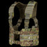 The Condor Ronin Chest Rig in Scorpion OCP features adjustable straps, plastic buckles, and MOLLE webbing for modular attachments, shown here from the back.