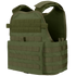 The Condor Modular Operator Plate Carrier Gen II is an olive green tactical vest featuring multiple horizontal webbing straps and padded shoulders, designed for attaching modular gear and added protection.