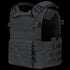 The Condor Modular Operator Plate Carrier Gen II is a black tactical vest featuring adjustable shoulder straps and multiple rows of webbing for gear attachment.
