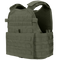 The Condor Modular Operator Plate Carrier Gen II is an olive green tactical vest featuring multiple rows of MOLLE webbing, adjustable shoulder and waist straps, and a padded interior for enhanced comfort and support.