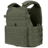 The Condor Modular Operator Plate Carrier Gen II is an olive green tactical vest featuring multiple rows of MOLLE webbing, adjustable shoulder and waist straps, and a padded interior for enhanced comfort and support.