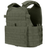 The Condor Modular Operator Plate Carrier Gen II is an olive green tactical vest featuring multiple rows of MOLLE webbing, adjustable shoulder and waist straps, and a padded interior for enhanced comfort and support.