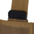 A black ballistic plate is partially inserted into the pocket of a brown Condor Modular Operator Plate Carrier Gen II against a plain background.
