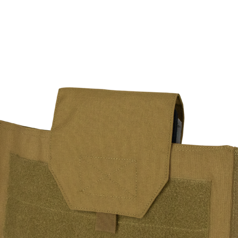 Close-up of the Condor Modular Operator Plate Carrier Gen II in Scorpion OCP, featuring a secure top-center flap pocket—ideal for law enforcement or EDC use.