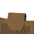 Close-up of the Condor VAS Side Plate Insert (Pair), featuring a brown fabric pouch with stitched square detail and flap, attached to a larger item with hook-and-loop fasteners.
