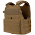 The Condor Modular Operator Plate Carrier Gen II is a tan tactical vest with MOLLE webbing and adjustable shoulder straps, designed for carrying armor plates and gear attachments.