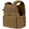 The Condor Modular Operator Plate Carrier Gen II in tan features adjustable straps, Velcro panels, and MOLLE webbing for gear attachment, shown against a plain background.