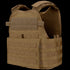 The Condor Modular Operator Plate Carrier Gen II in tan features adjustable straps, Velcro panels, and MOLLE webbing for gear attachment, shown against a plain background.
