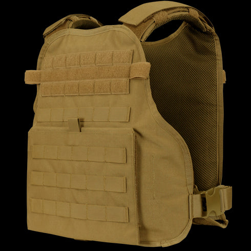 The Condor Modular Operator Plate Carrier Gen II in MultiCam Black features MOLLE webbing and Velcro panels for plate insertion and gear attachment—ideal for military operations or range days.