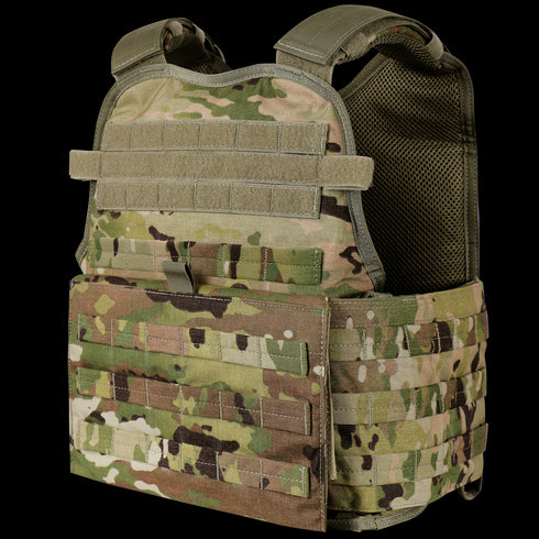 The Condor Modular Operator Plate Carrier Gen II in Scorpion OCP features adjustable straps and multiple attachment points for carrying gear and protective plates.