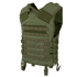 The Condor Modular Vest in olive green features multiple straps, pouches, and buckles for carrying gear and added protection.