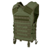 The Condor Modular Vest in olive green features multiple straps, pouches, and buckles for carrying gear and added protection.