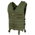 The Condor Modular Vest in Olive Drab features multiple horizontal webbing straps, front zipper, and buckle closures, ideal for military or outdoor use.