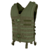 The Condor Modular Vest in Olive Drab features multiple horizontal webbing straps, front zipper, and buckle closures, ideal for military or outdoor use.