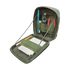 The Condor Sidekick Pouch | SALE is an open green zippered pouch with elastic and mesh pockets, holding pens, a pencil, pliers, a pocketknife, flashlight, and two notepads—ideal for EDC or bushcraft enthusiasts.