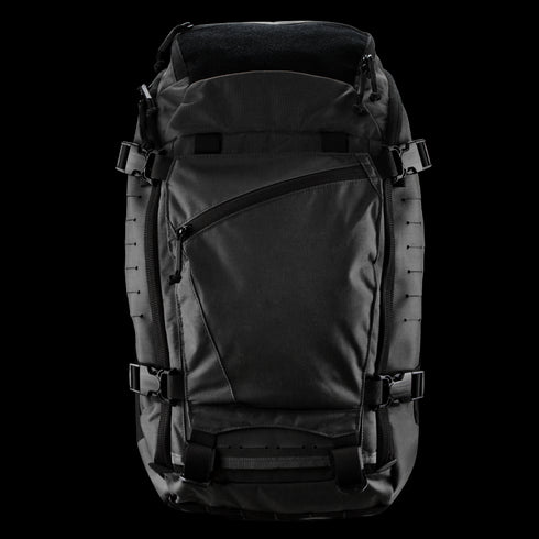 The Condor Nomad Backpack 25L is a black pack with a spacious front zip pocket, adjustable side straps, and multiple side attachment points—perfect for bushcraft or first responder needs.