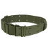 The Condor G.I. Style Nylon Pistol Belt in olive green features metal eyelets and a plastic quick-release buckle, ideal for bushcraft or law enforcement, shown on a white background.